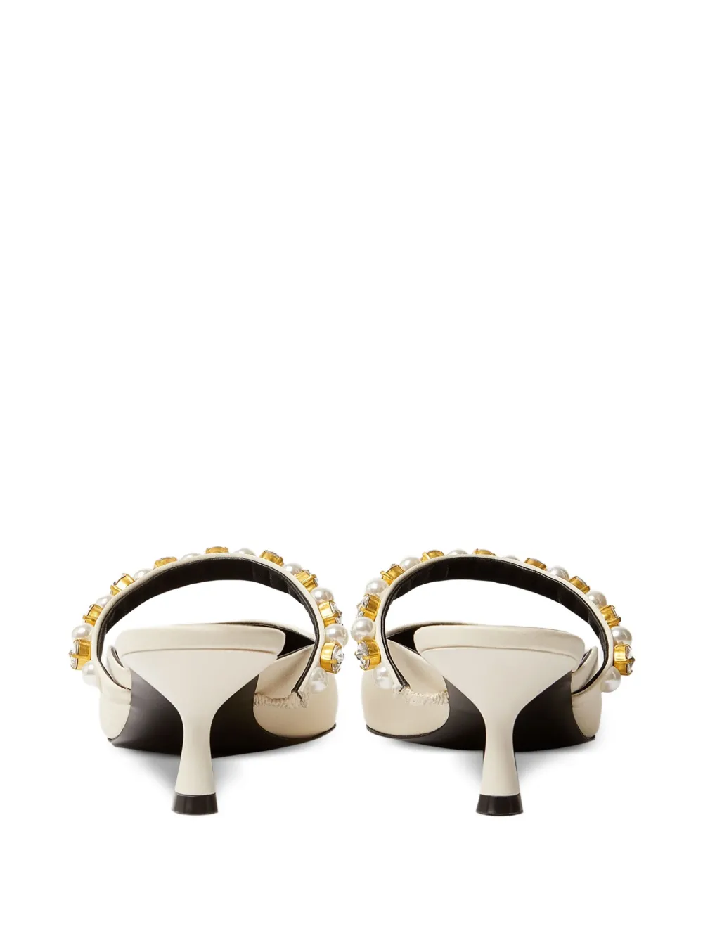 Stella McCartney Sandalen verfraaid met parels en hak Beige