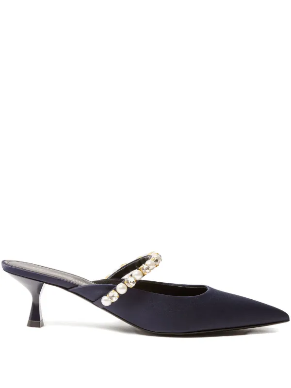 Stella McCartney Elsa Pearl-embellished Kitten Heels in Blue