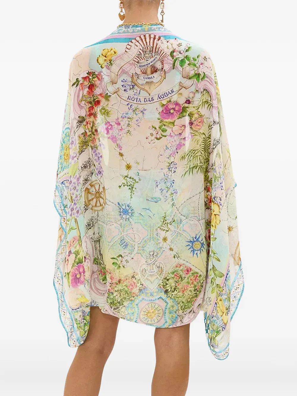 Camilla Floral-pattern Crystal-embellishment Beachwear In Multi