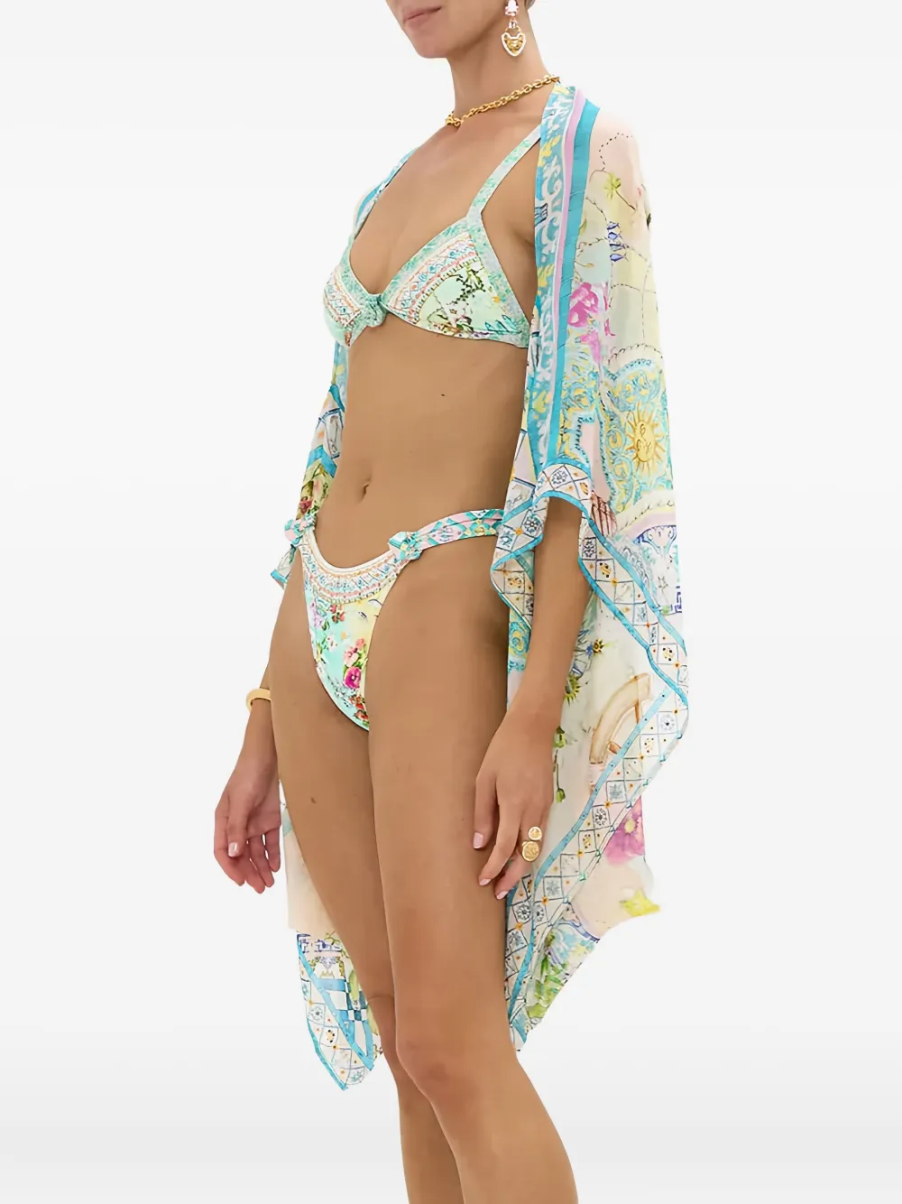 Camilla Floral-pattern Crystal-embellishment Beachwear In Multi