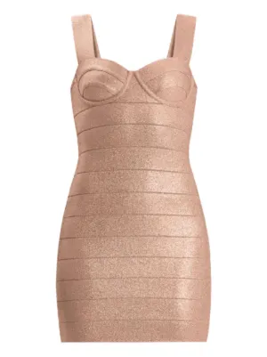 herve leger rose gold bandage dress Herve Leger Metallic Coated Bandage Dress In Rose Gold - 70% Off