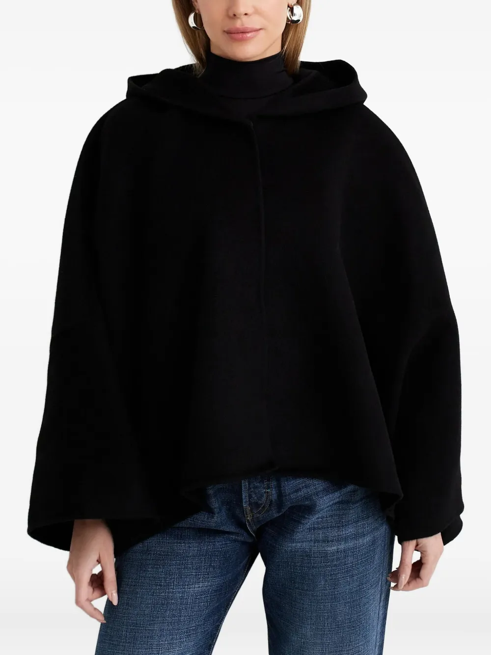 Aya Muse Hooded Cape In Black