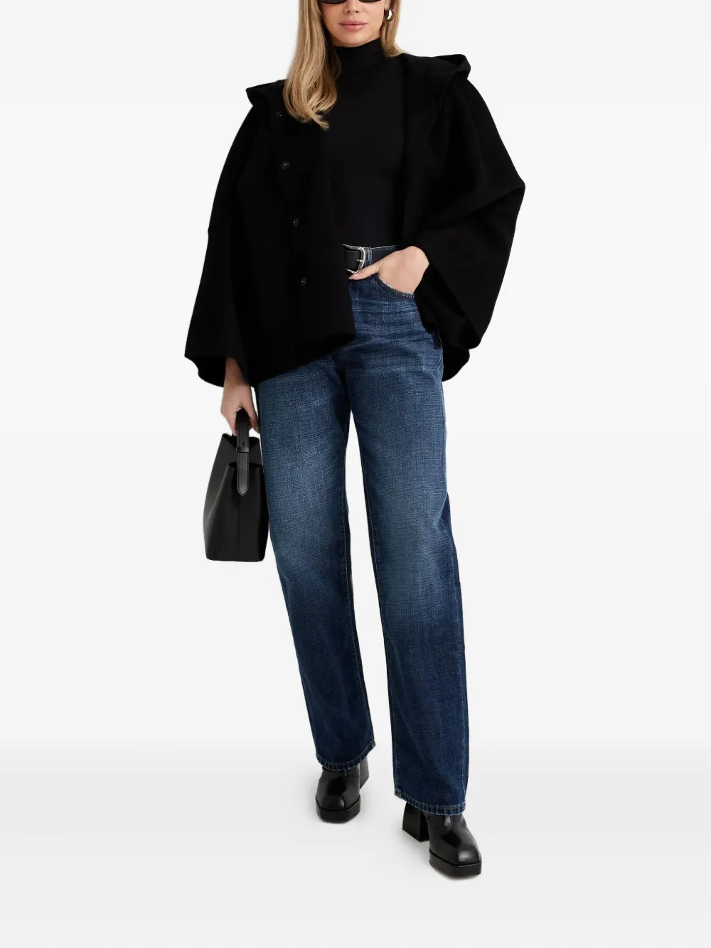Aya Muse Hooded Cape In Black