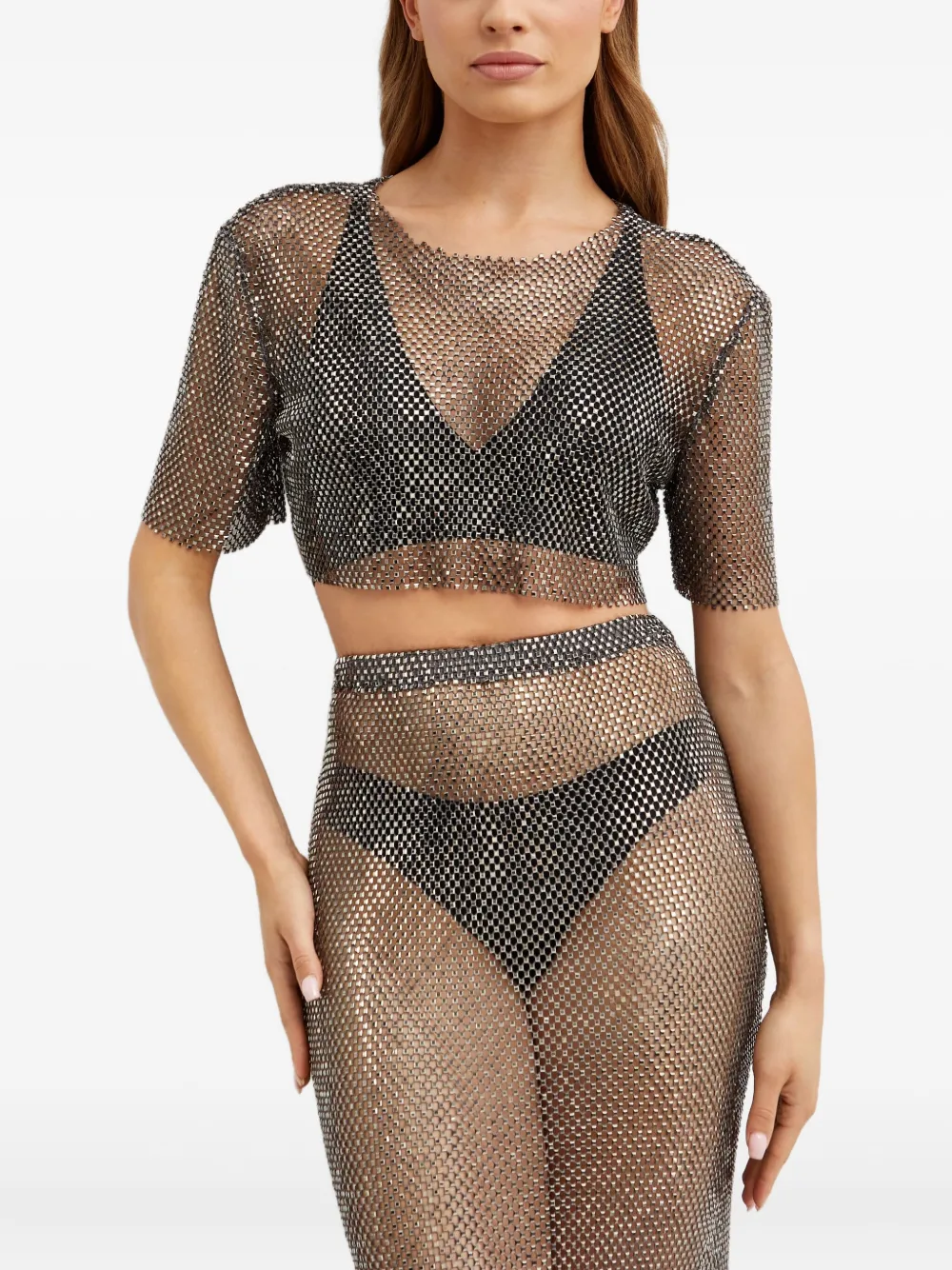 Santa Brands studded mesh top - Silber
