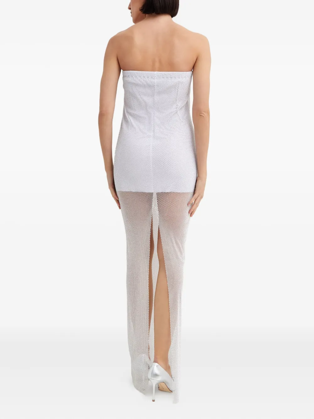 Santa Brands Mesh maxi-jurk met stras Wit