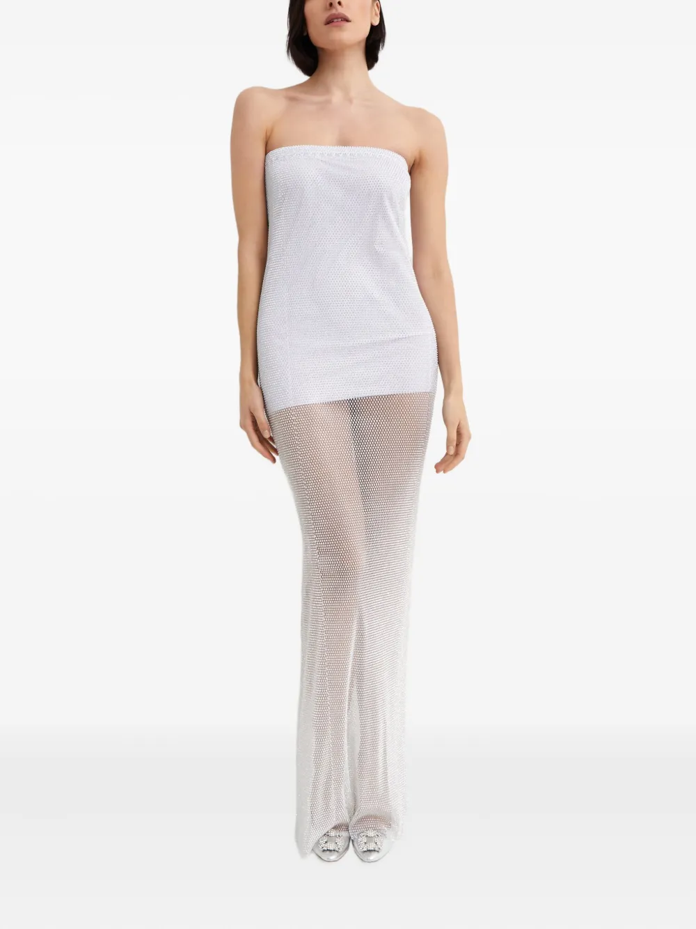 Santa Brands Mesh maxi-jurk met stras Wit