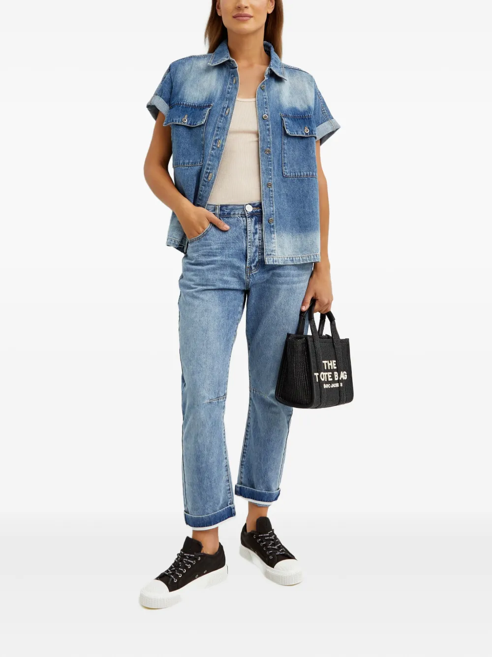 One Teaspoon Jeans met vijf zakken en cuffs - Blauw