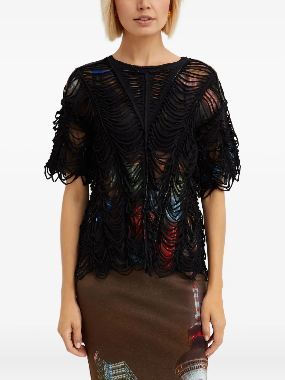 Jean Paul Gaultier Double-layered T-shirt In Black