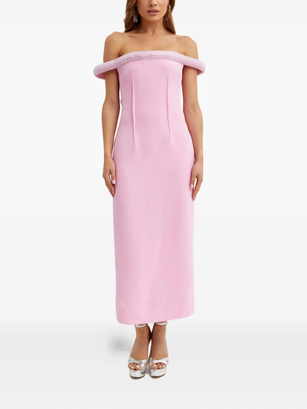 David Koma Crystal-embellished Midi Dress In Pink