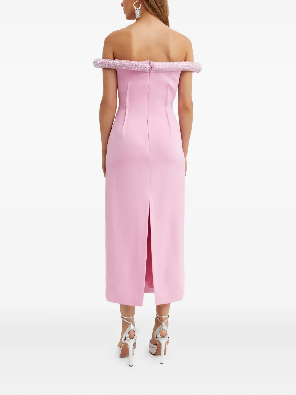 David Koma Crystal-embellished Midi Dress In Pink