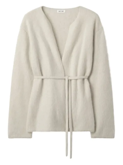 Soft Goat V-neck tie brushed cardigan