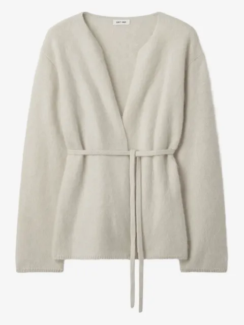 Soft Goat V-neck tie brushed cardigan