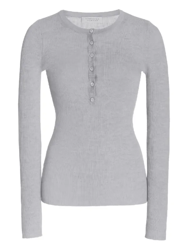 Gabriela Hearst Julian Ribbed Henley T-shirt in Grey