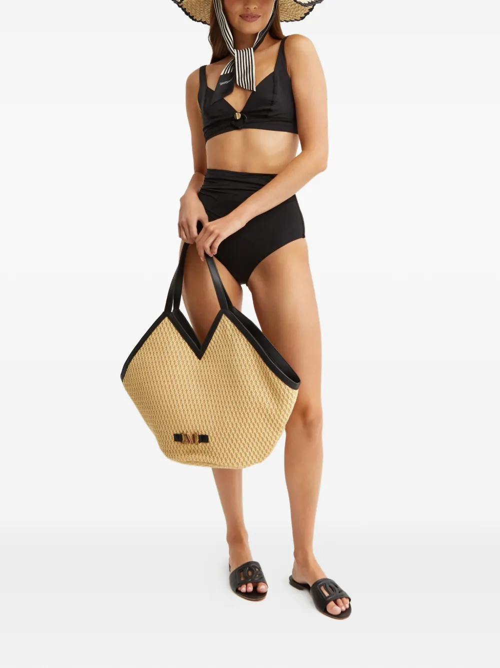 Max Mara Alia bikinitop met ringdetail Zwart