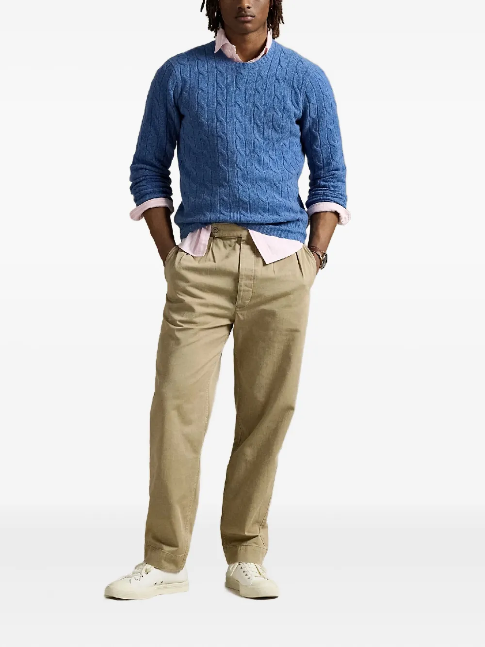 Polo Ralph Lauren Cable-knit Crewneck Sweater In Blue
