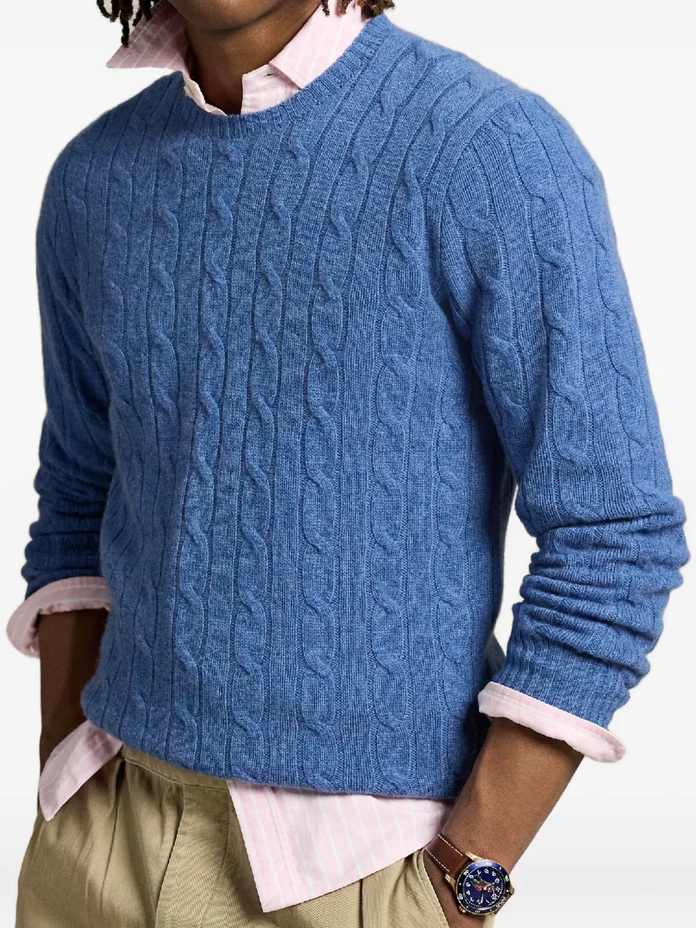 Polo Ralph Lauren Cable-knit Crewneck Sweater In Blue