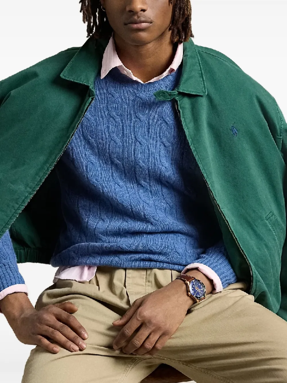 Polo Ralph Lauren Kabelgebreide trui met ronde hals Blauw