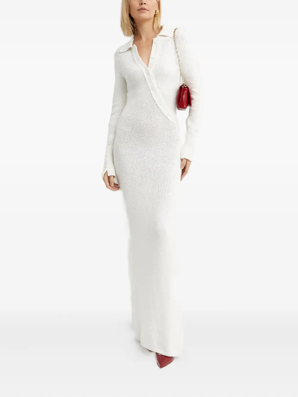 Aya Muse Helia maxi-jurk met lange mouwen Wit