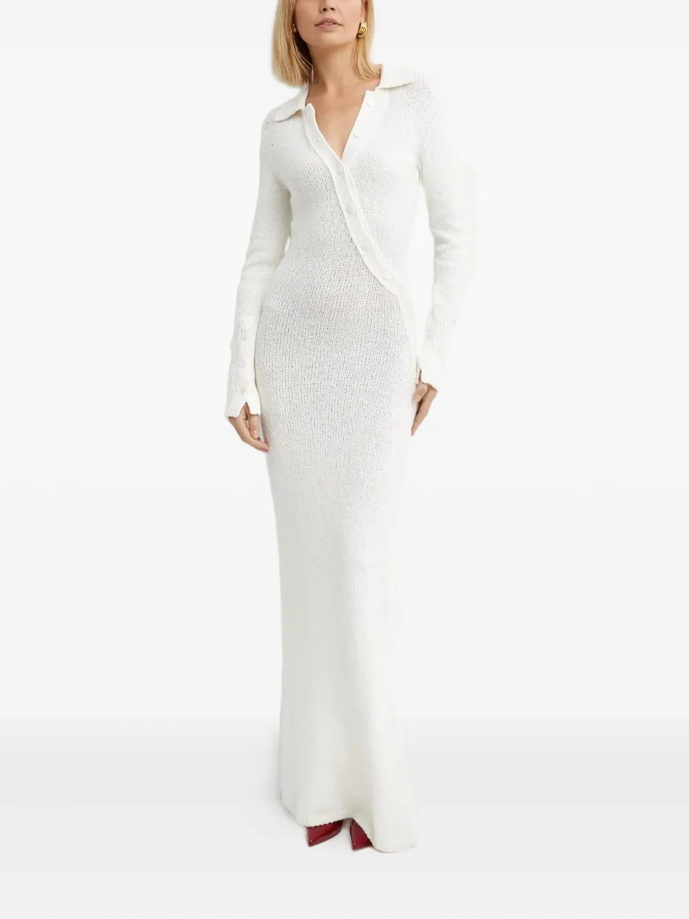 Aya Muse Helia maxi-jurk met lange mouwen - Wit