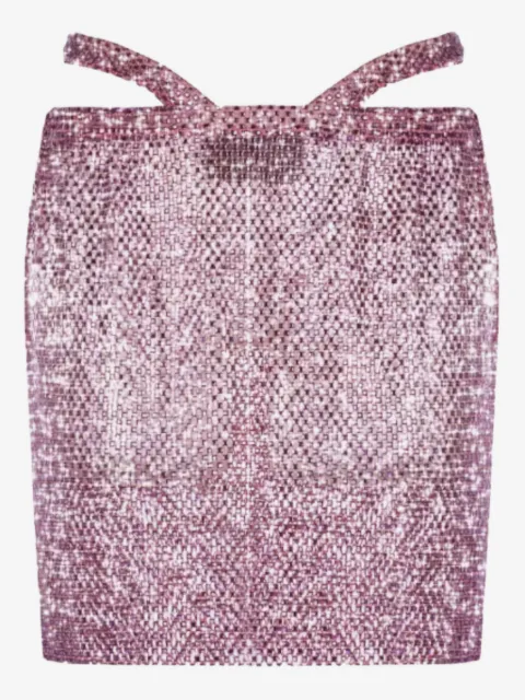 Santa Brands crystal-embellished mesh mini skirt