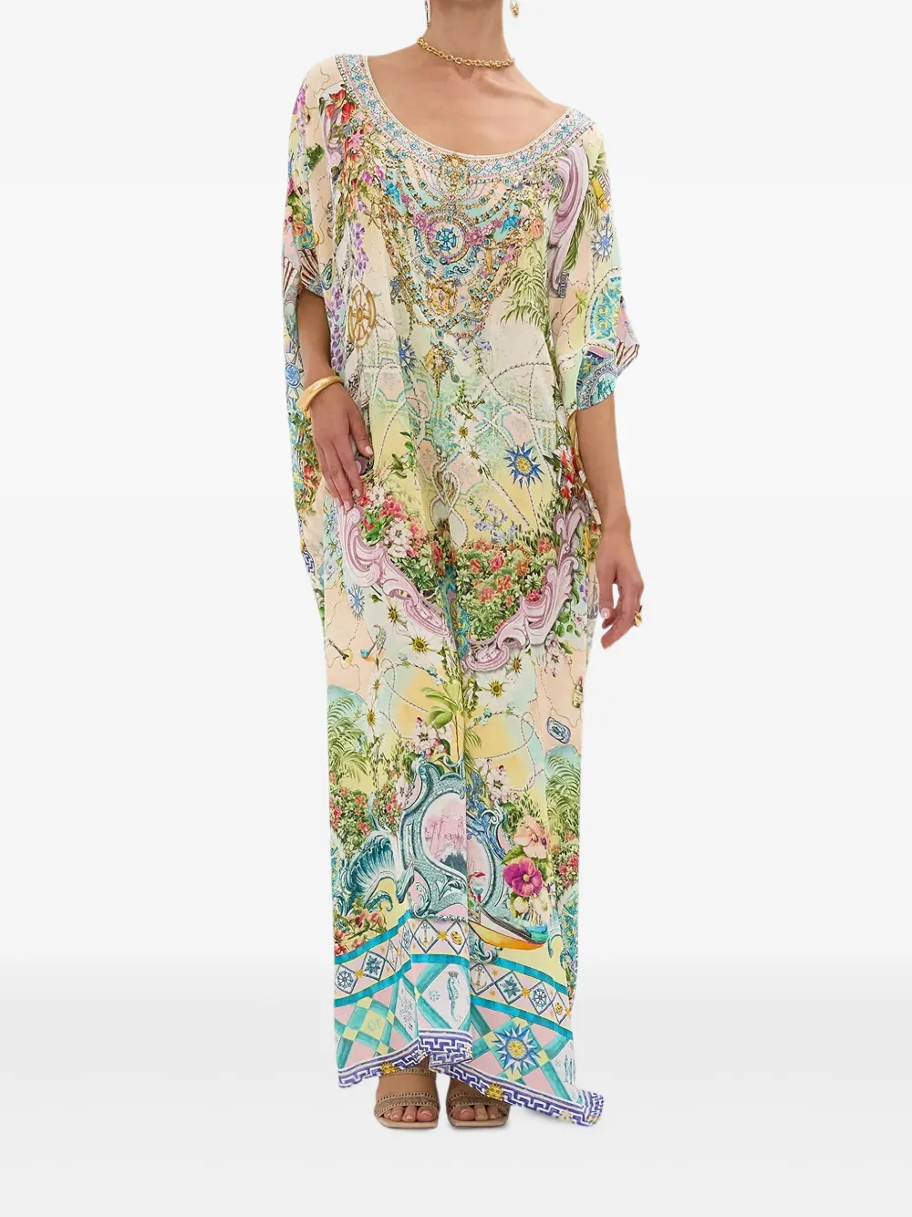 Camilla Crystal-embellished Patterned Tunic In Multi