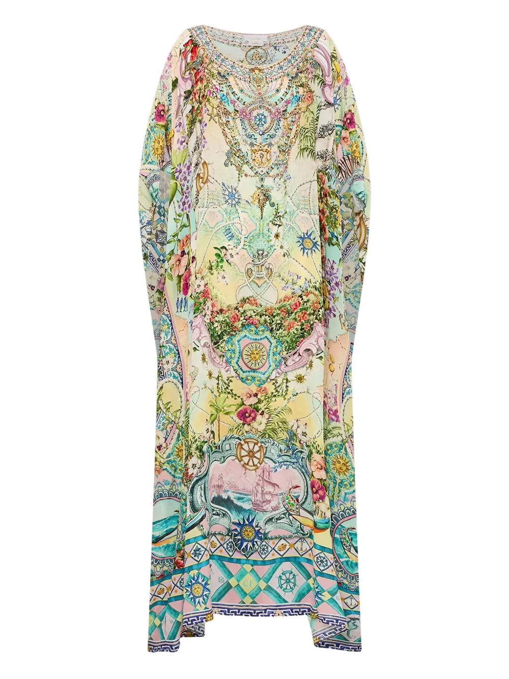 Camilla Crystal-embellished Patterned Tunic In Multi