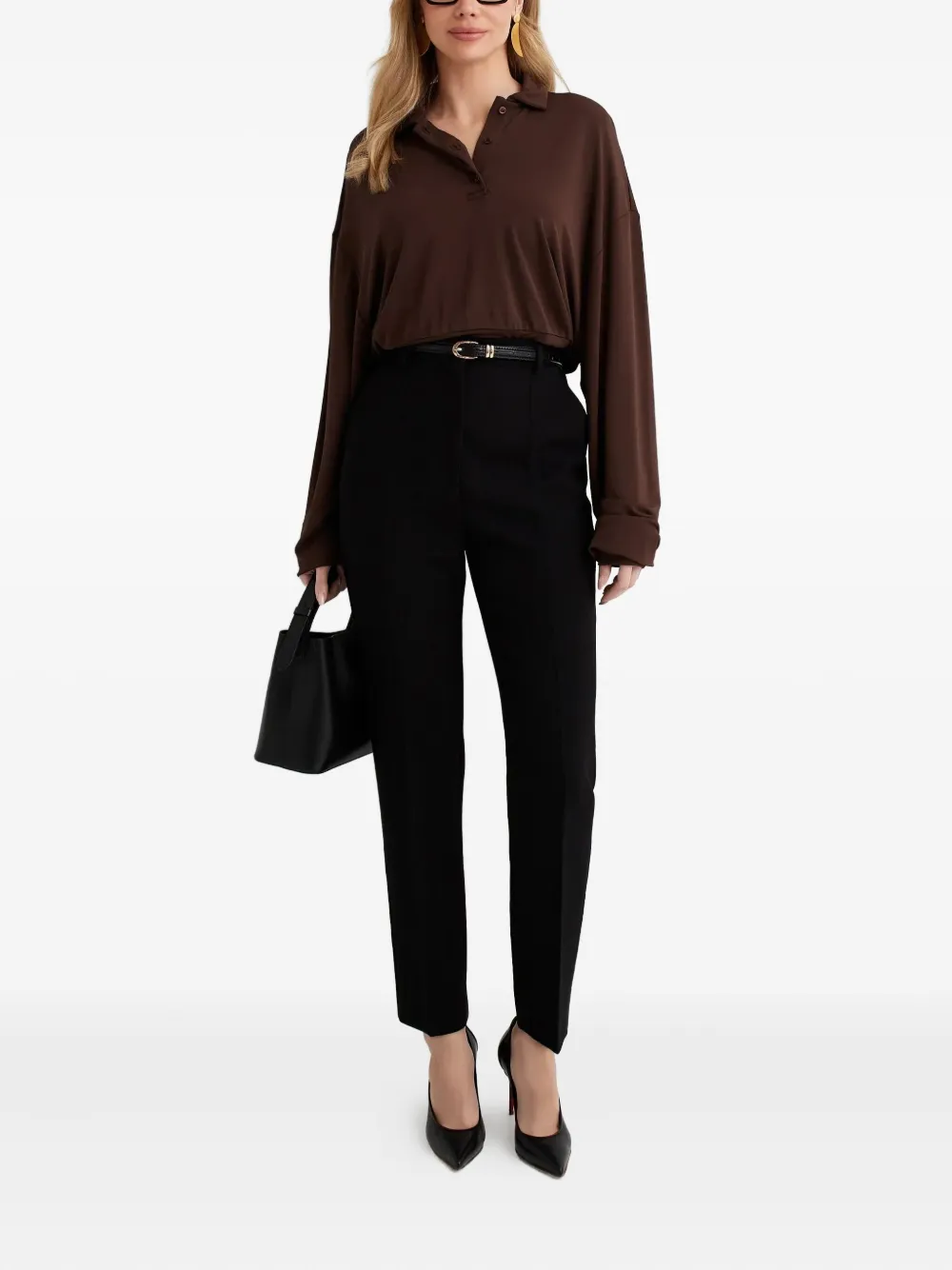 Aya Muse Polotop met knopen - Bruin