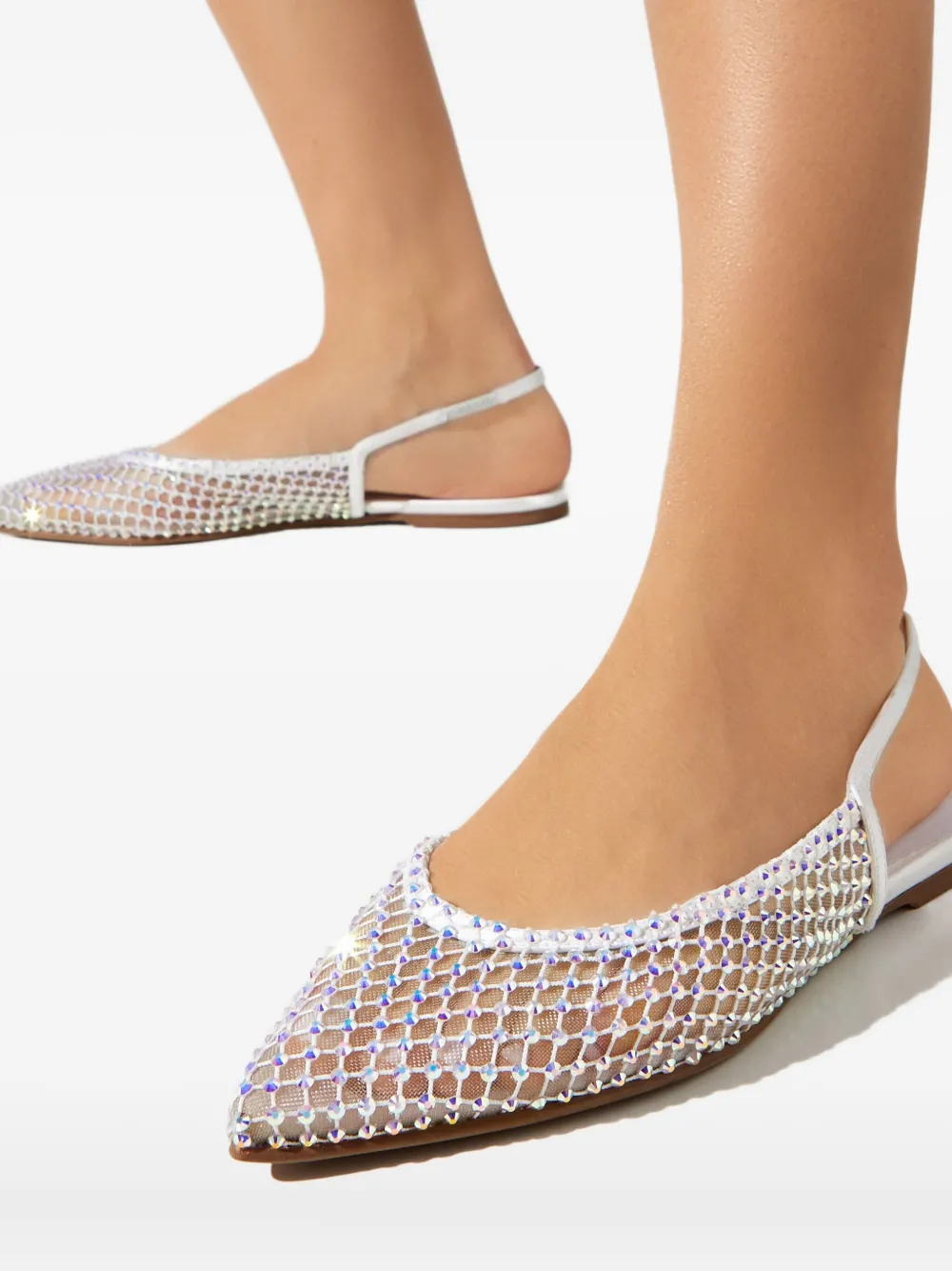 Le Silla Gilda Mesh Flat Pumps In White