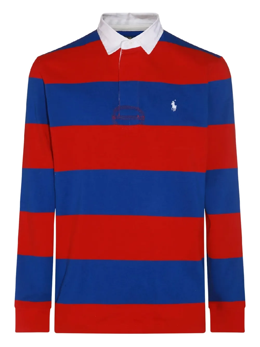 Polo Ralph Lauren striped embroidered-logo long-sleeved polo-shirt - Rosso