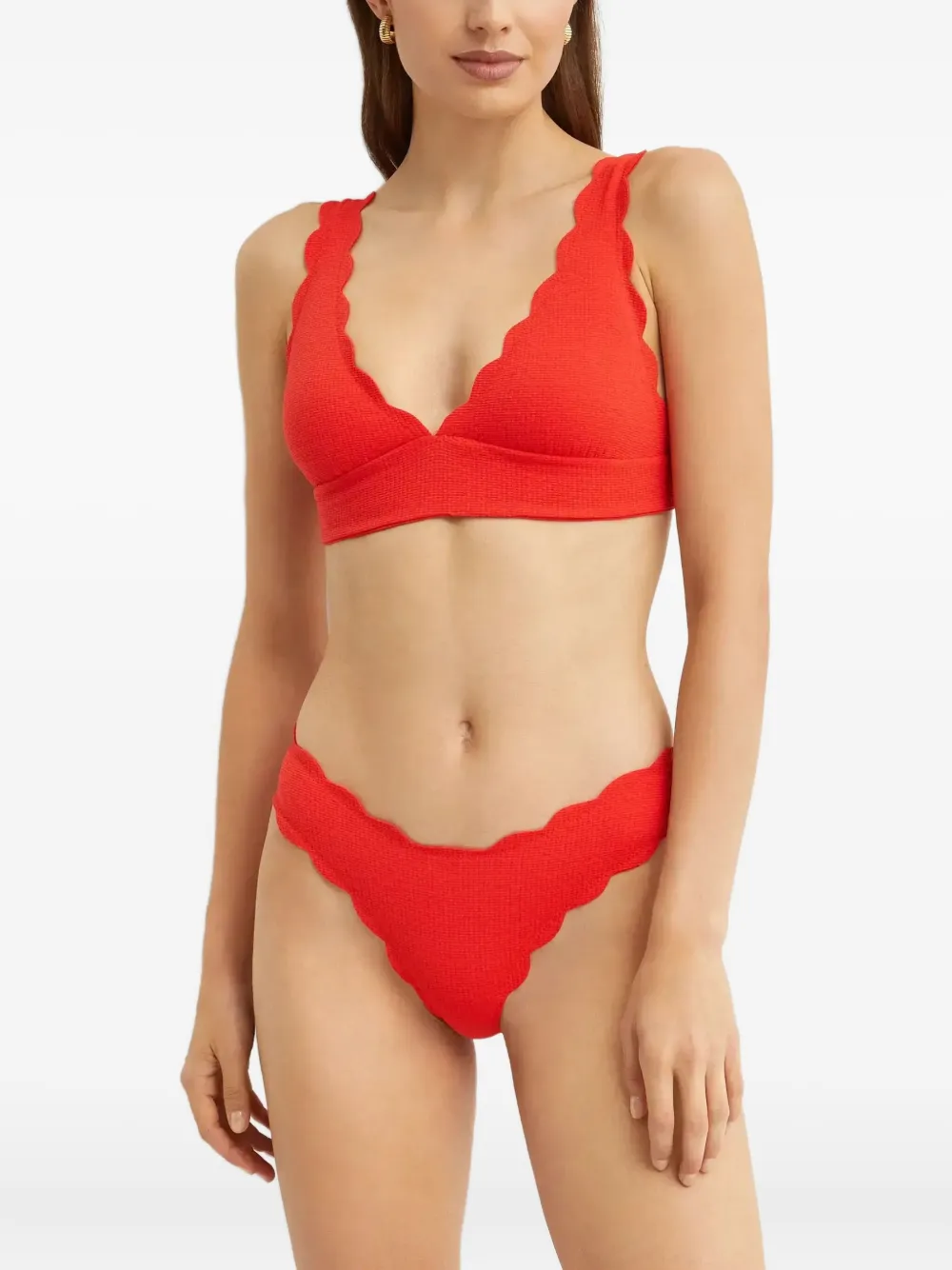 Marysia Santa Clara Scallop-edge Bikini Top In Red
