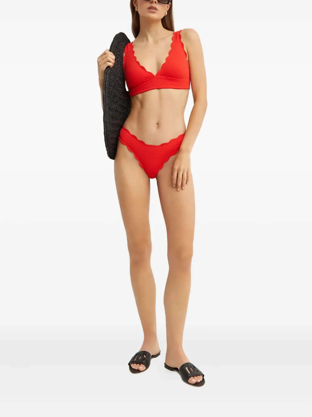 Marysia Santa Clara Scallop-edge Bikini Top In Red