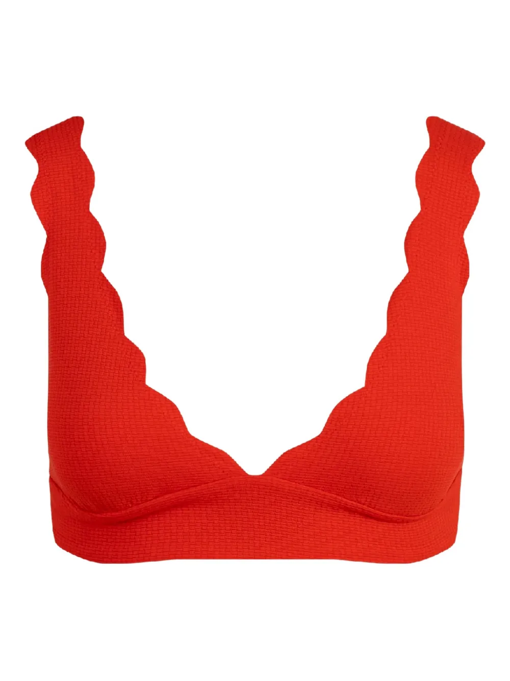 Marysia Santa Clara Scallop-edge Bikini Top In Red
