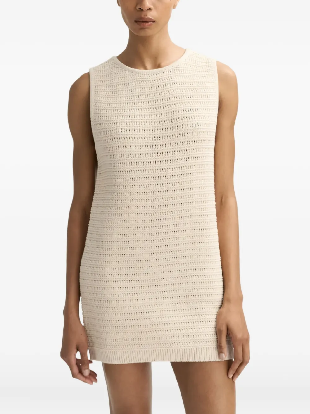 Soft Goat Sleeveless Mini Dress In Neutral