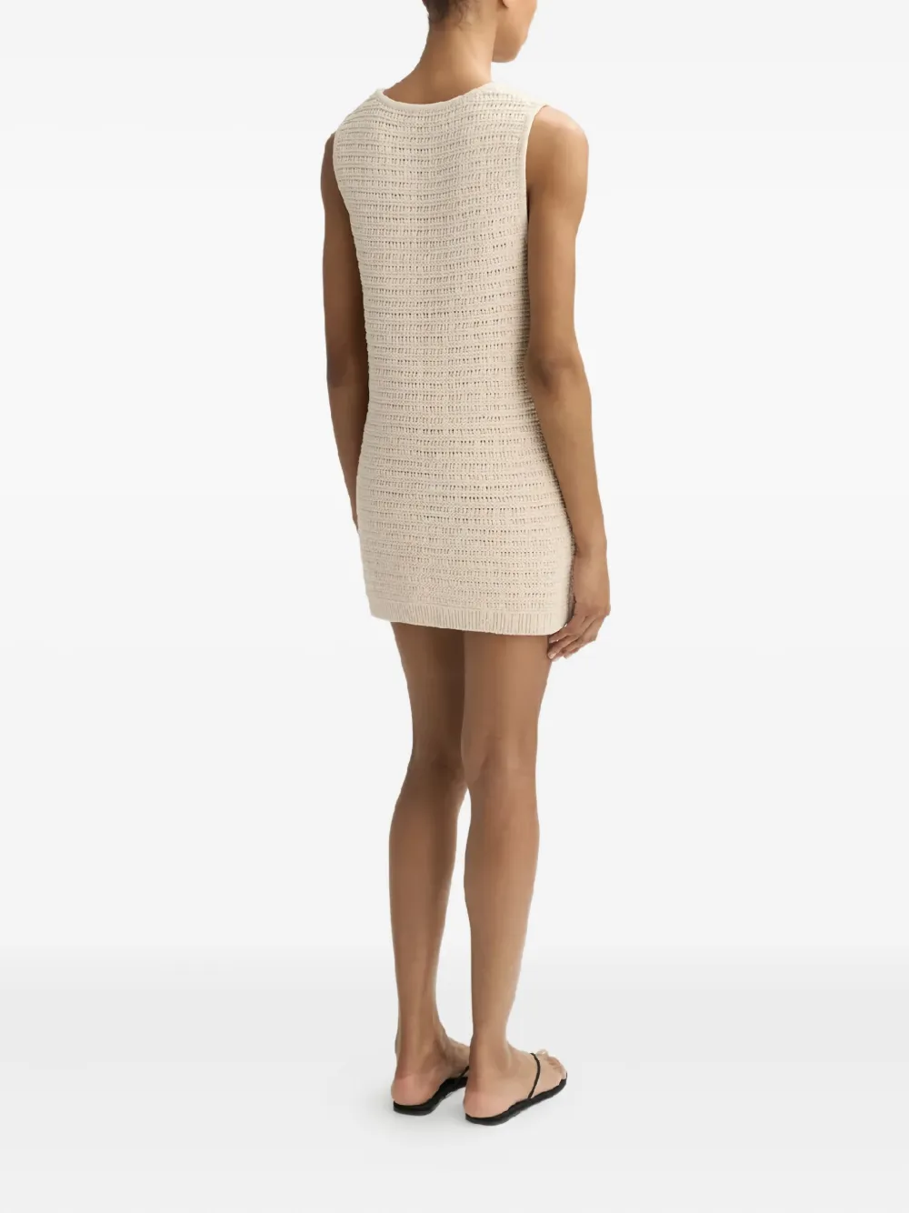 Soft Goat Sleeveless Mini Dress In Neutral