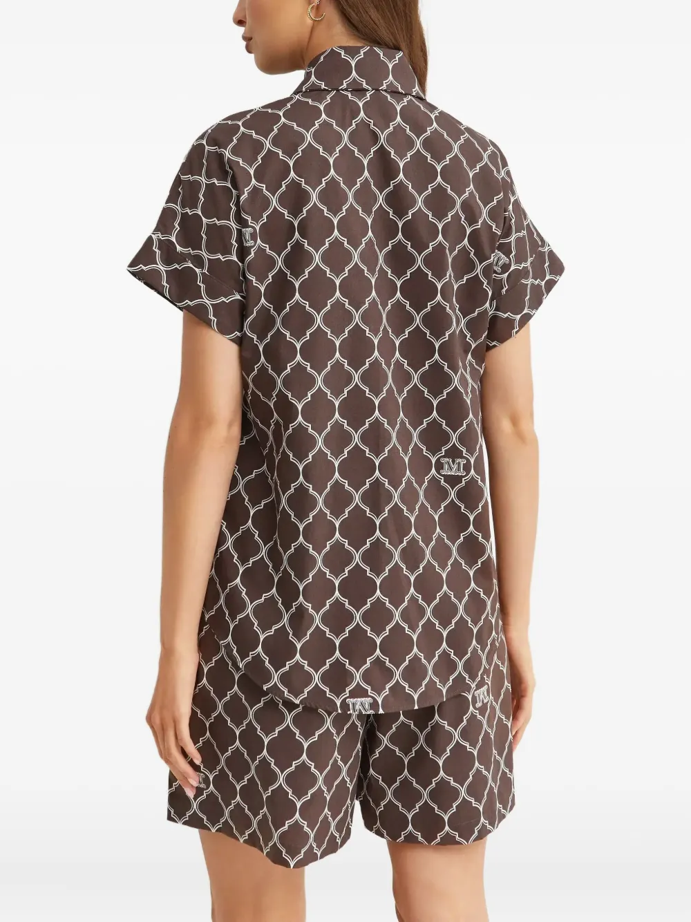 Max Mara Sponda blouse met logoprint en knopen Bruin