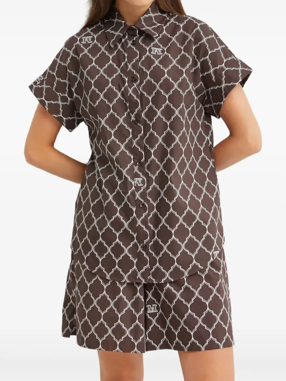 Max Mara Sponda blouse met logoprint en knopen Bruin