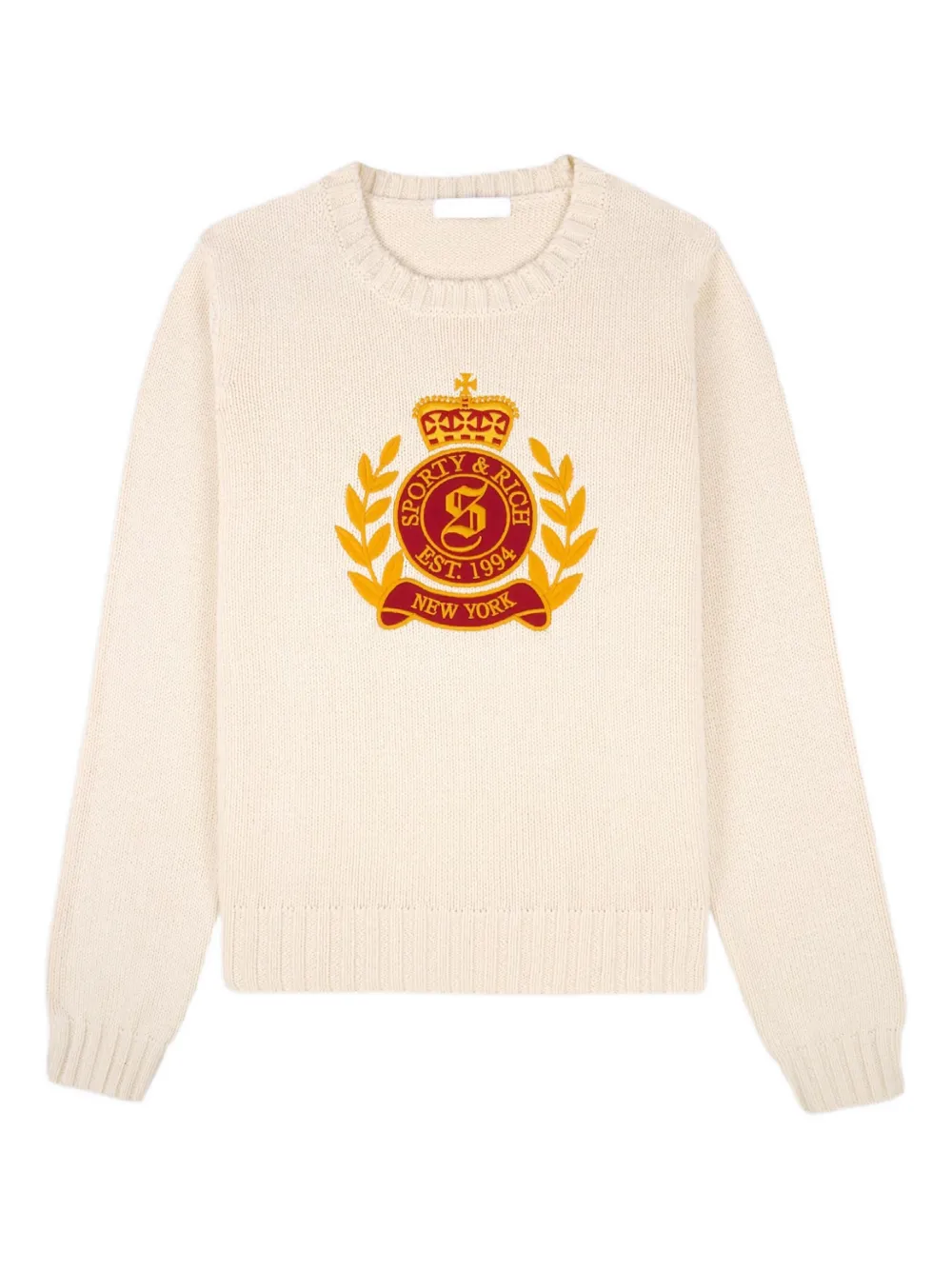 Sporty And Rich Embroidered Wool Sweater In Neutral
