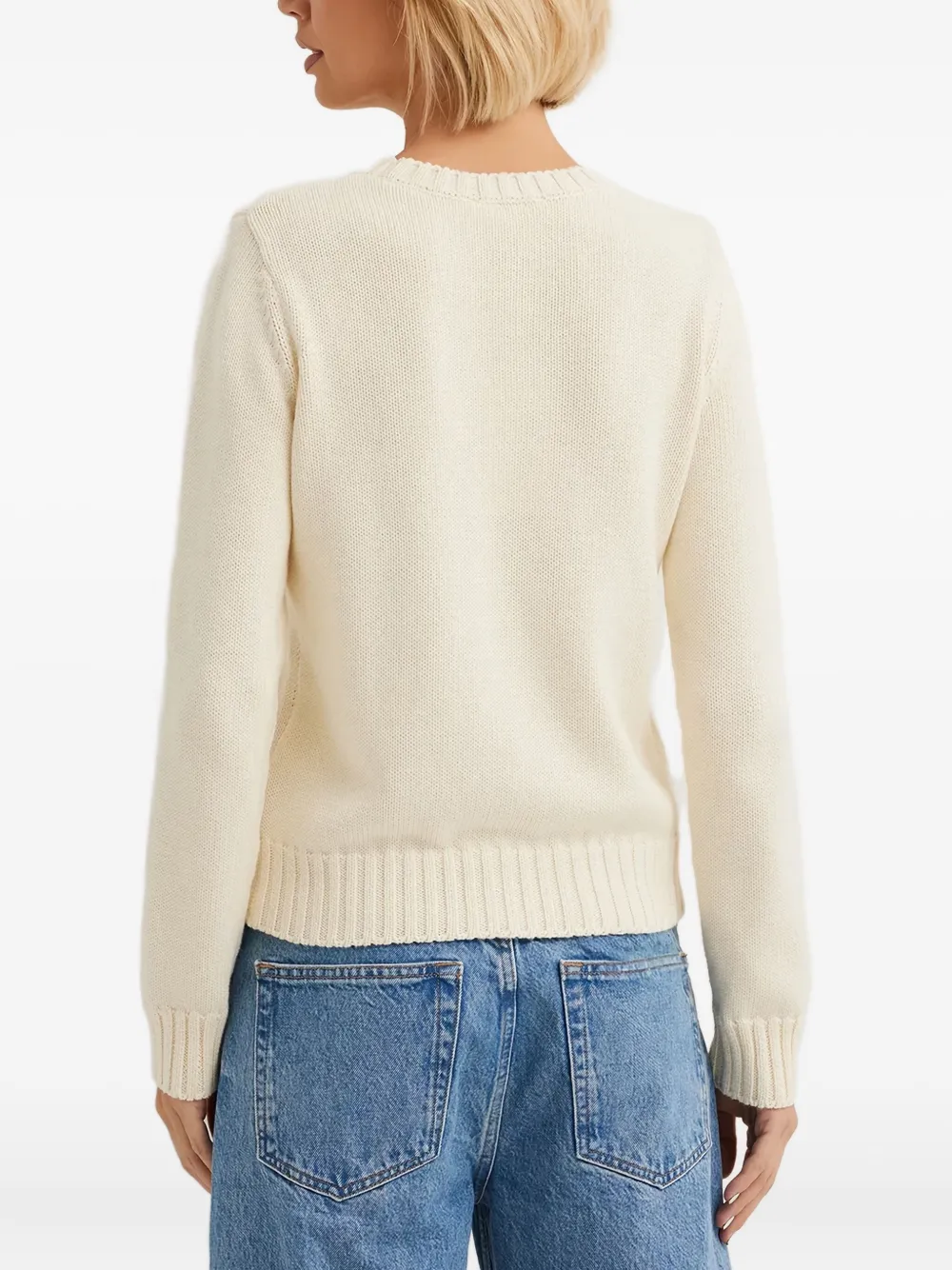 Sporty And Rich Embroidered Wool Sweater In Neutral
