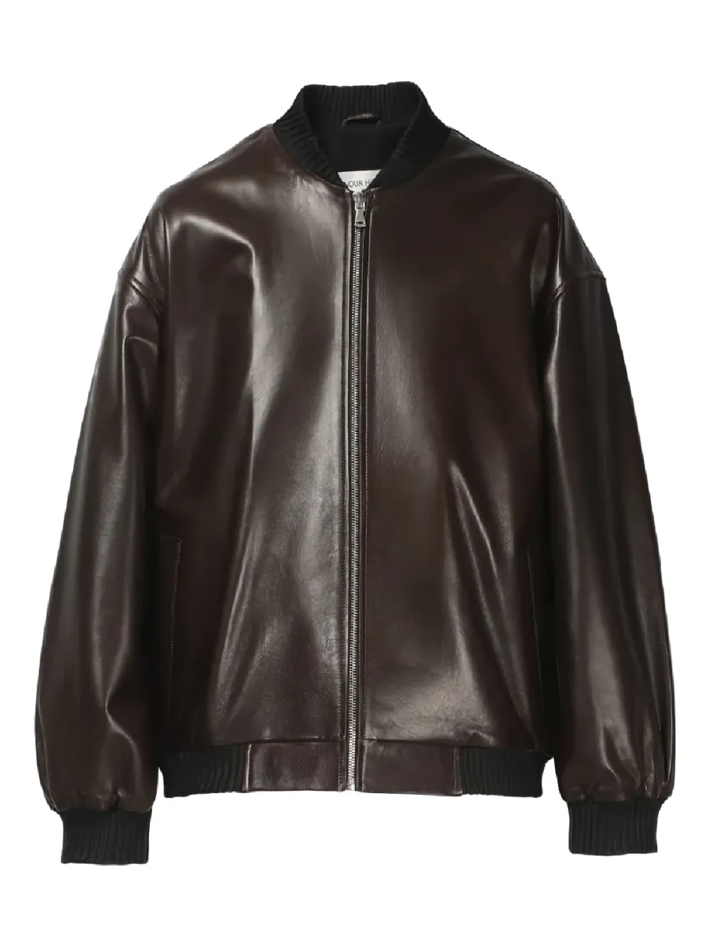 Nour Hammour Marly Zipped Bomber Leather Jacket In Brown