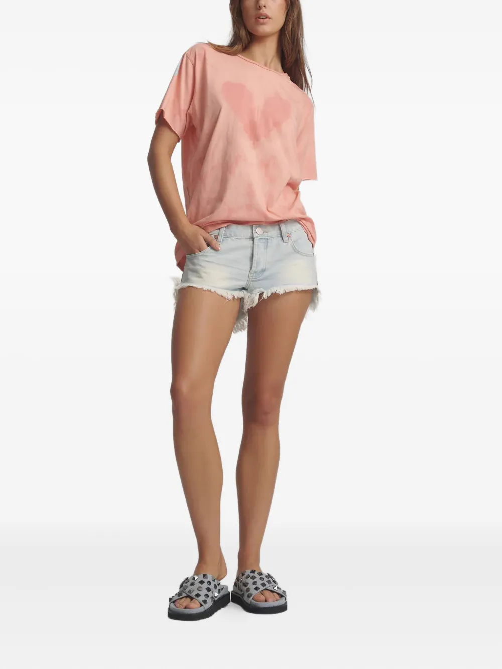 One Teaspoon Frayed Denim Shorts In Blue