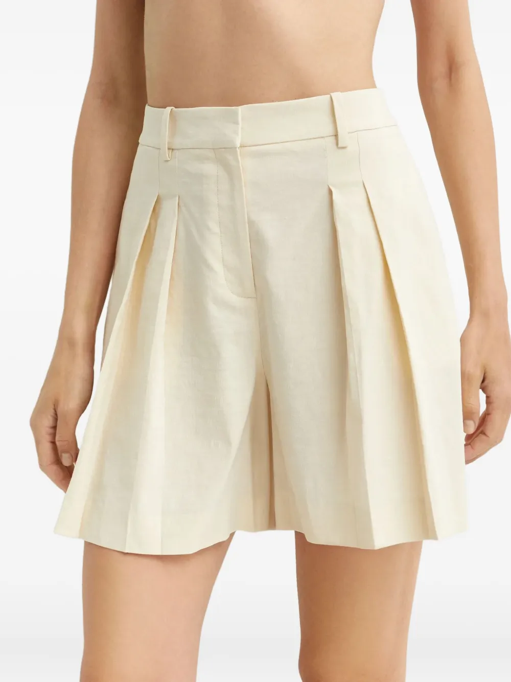Theory Pleated Tailored Shorts In Neutral