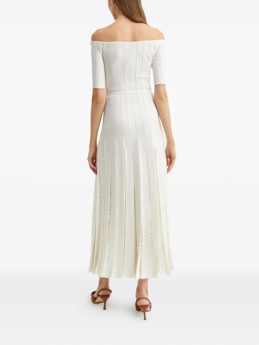 Gabriela Hearst Kurt off-shoulder jurk met plooien Beige