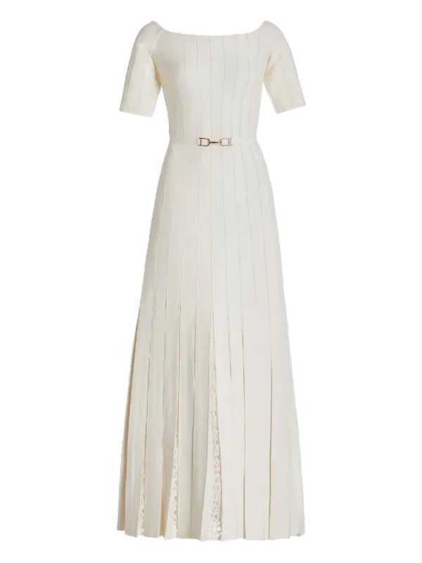 Gabriela Hearst Kurt Off-shoulder Pleated Dress in Neutrals