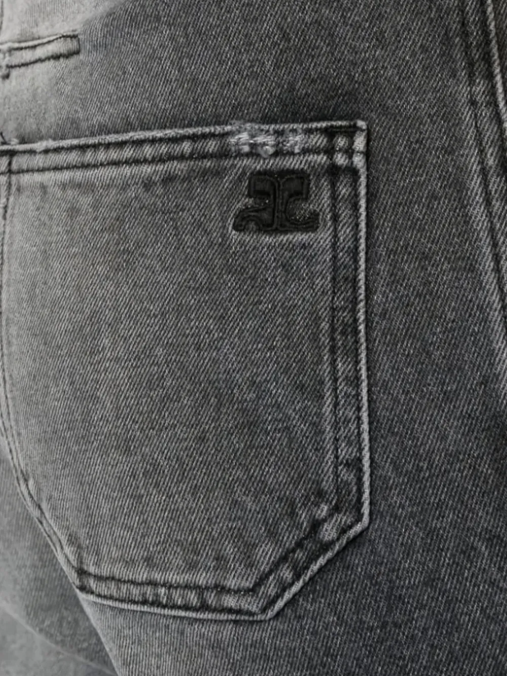 Courrèges Embroidered-logo Jeans In Gray