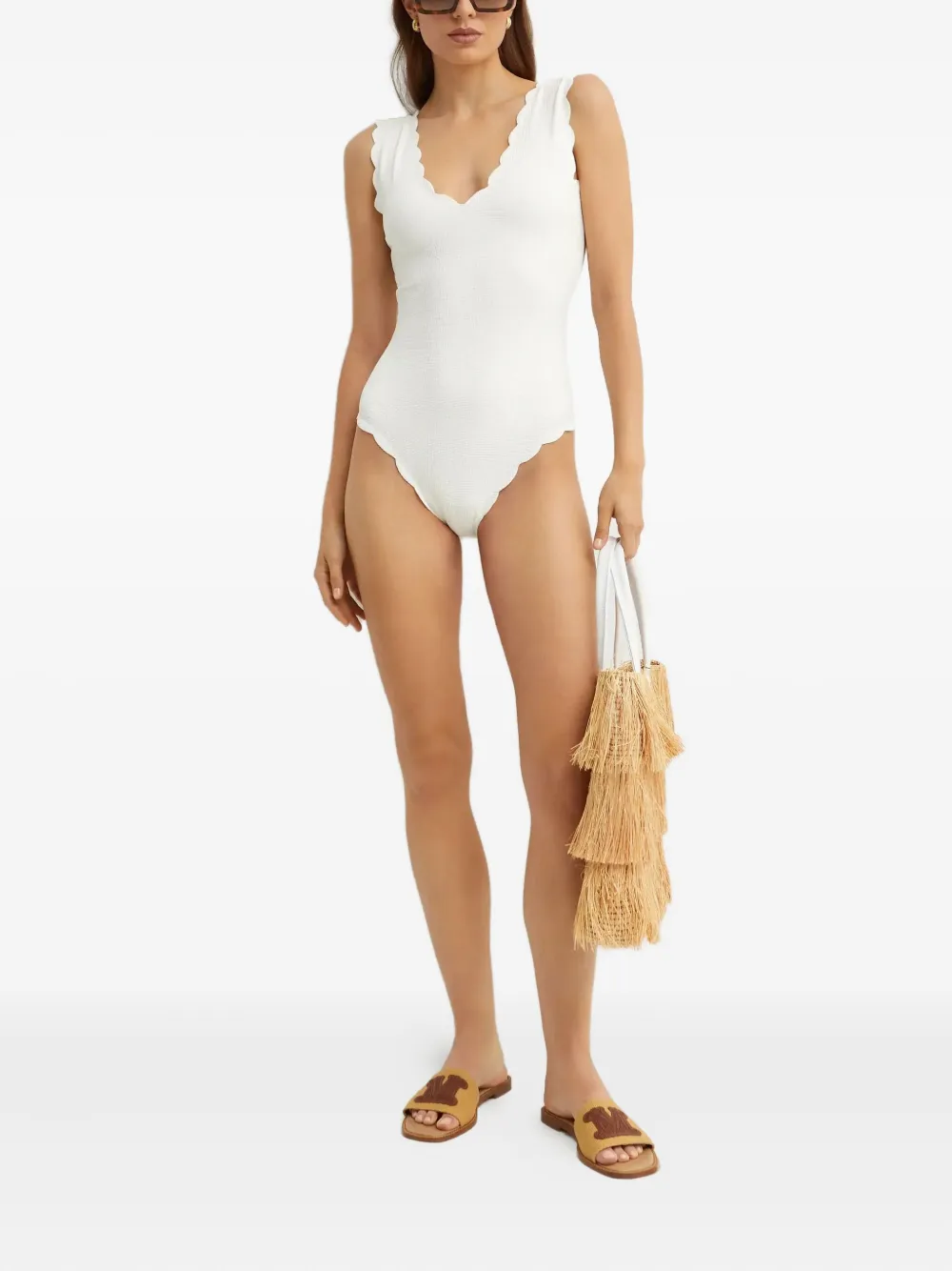 Marysia Charleston badpak met gewelfde V-hals Wit