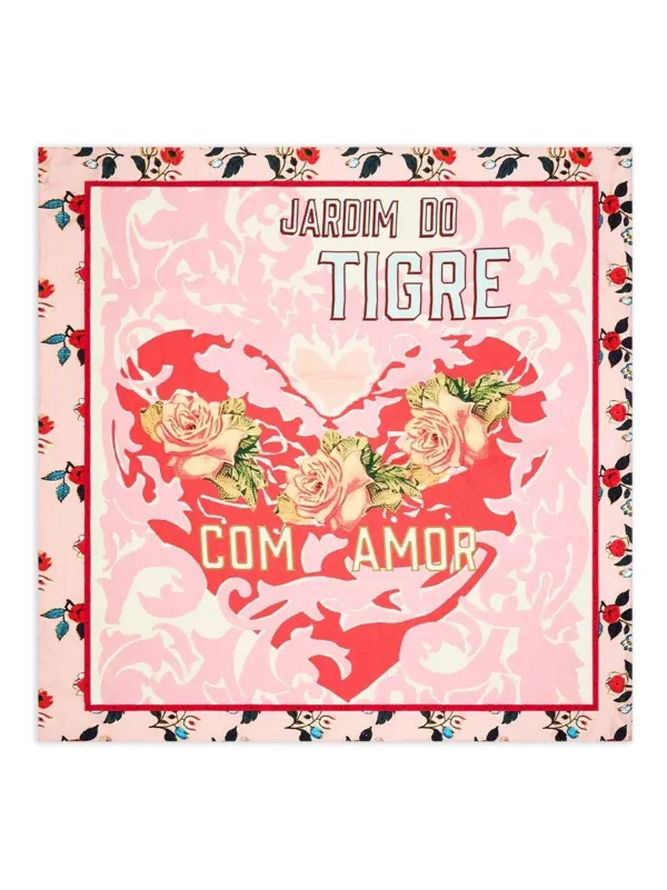 Camilla Patterned Square Silk Scarf in Pink