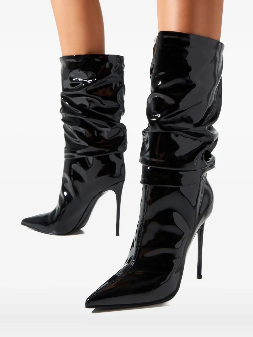 Le Silla 120mm ruched high-shine boots Zwart