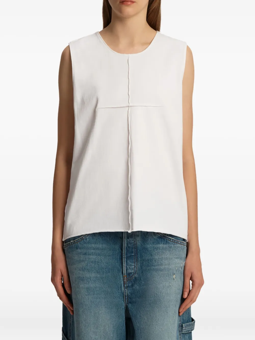 KHAITE Allo mouwloze top met ronde hals Wit