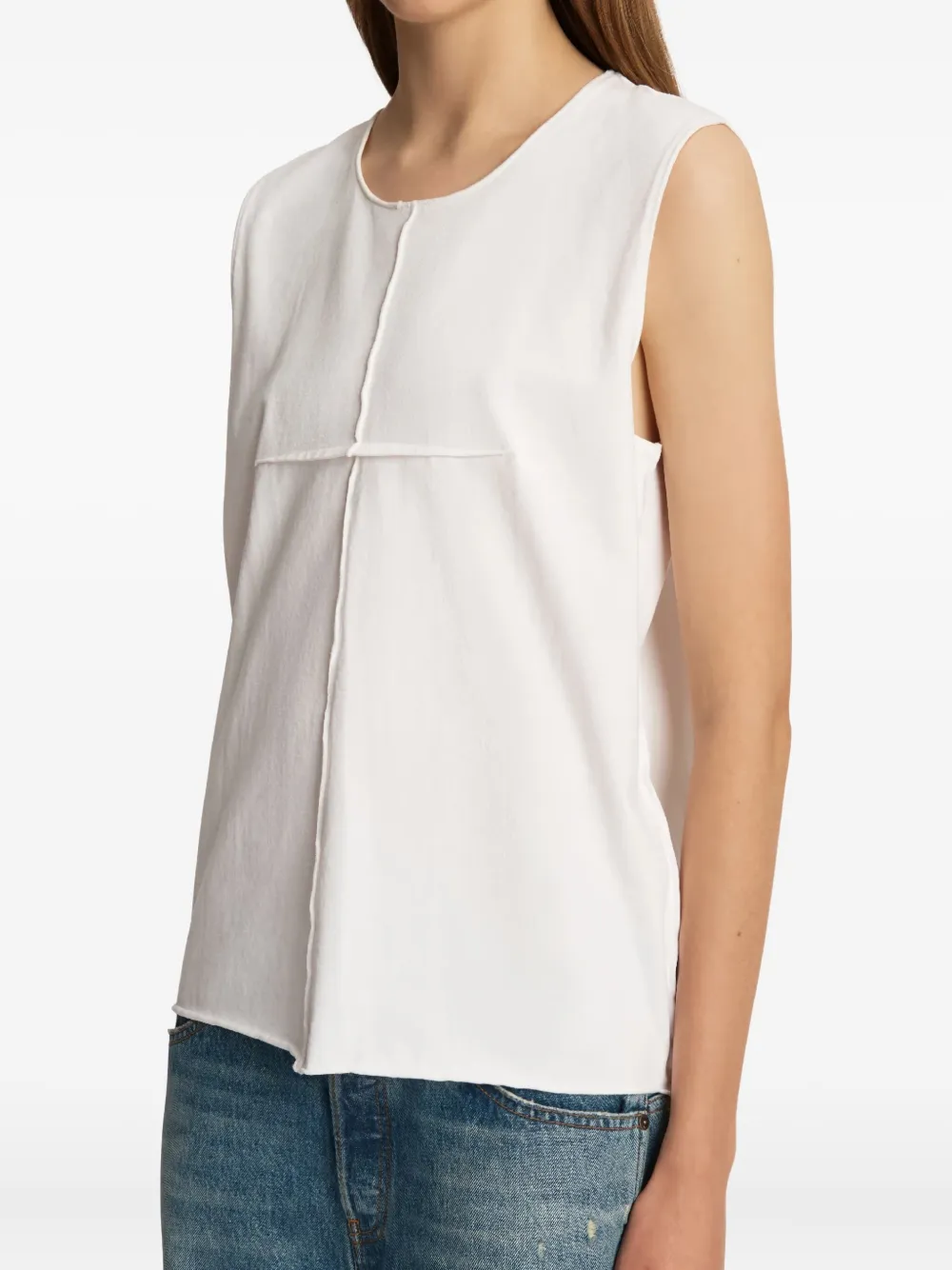 KHAITE Allo mouwloze top met ronde hals Wit