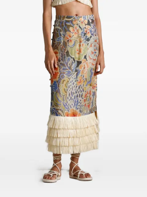 IXIAH Casablanca floral-print midi skirt